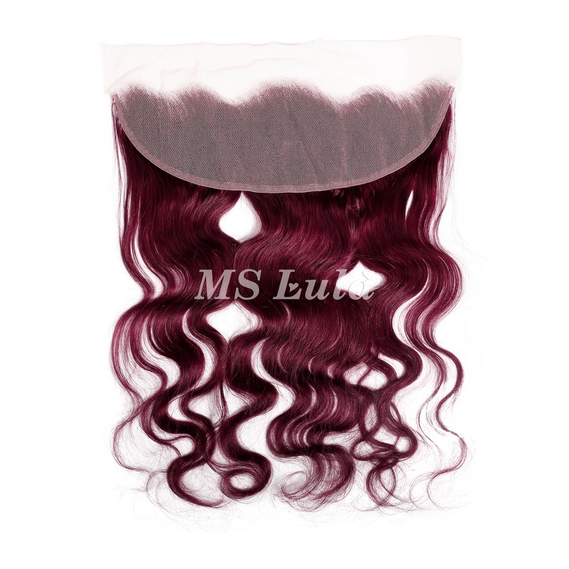 Body Wave #99J Virgin Human Hair 4x4 13x4 Transparent Lace Closure/Frontal - 图片 8